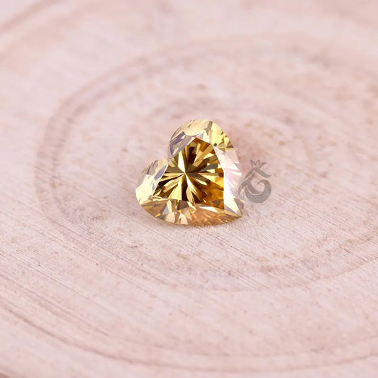 1.25CT Heart Shape Fancy Brownish Yellow Lab Diamond, IGI Certified Loose Diamond