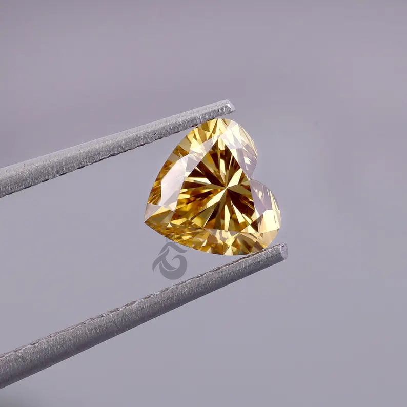1.25CT Heart Shape Fancy Brownish Yellow Lab Diamond, IGI Certified Loose Diamond