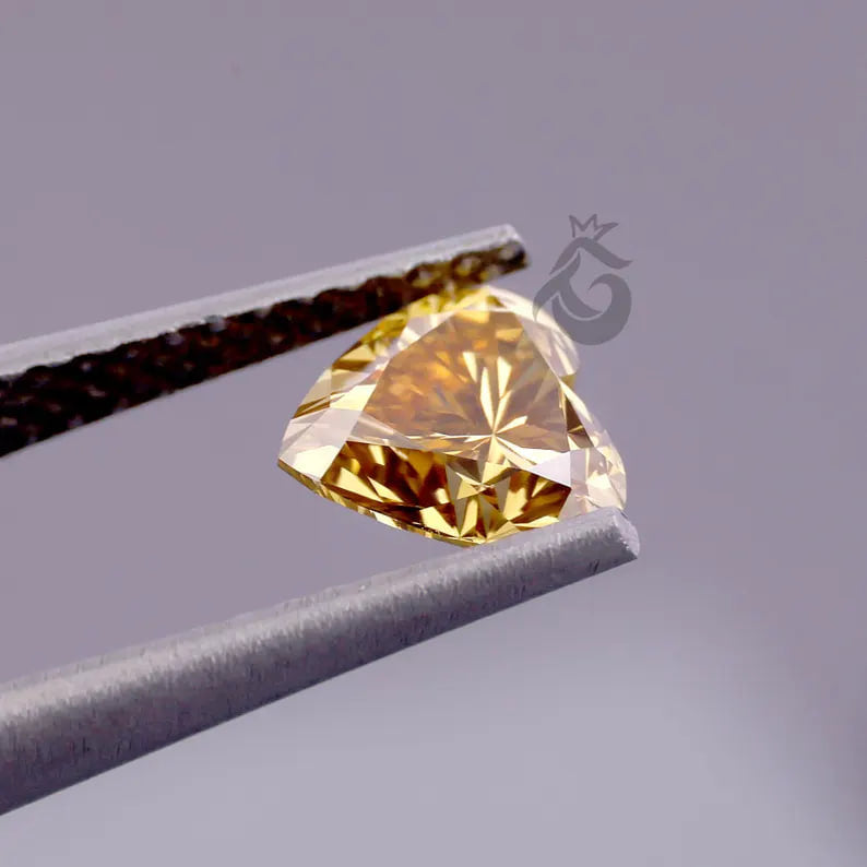 1.25CT Heart Shape Fancy Brownish Yellow Lab Diamond, IGI Certified Loose Diamond