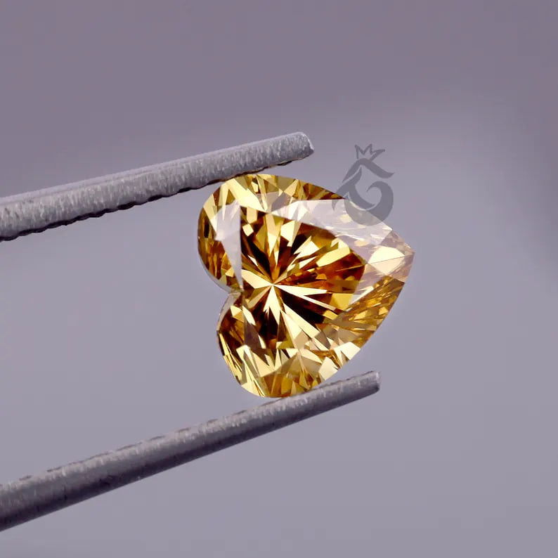 1.25CT Heart Shape Fancy Brownish Yellow Lab Diamond, IGI Certified Loose Diamond