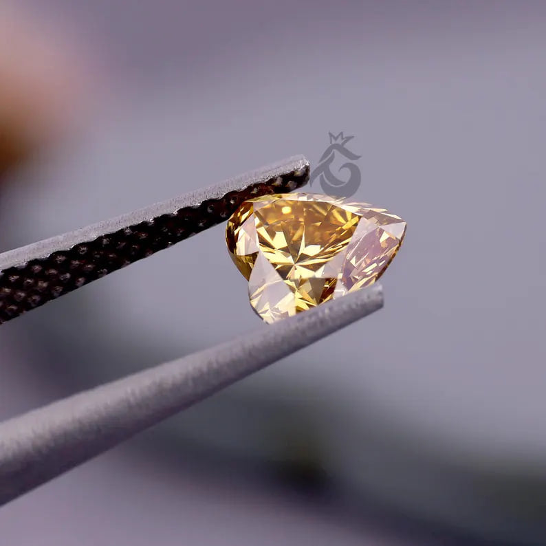 1.25CT Heart Shape Fancy Brownish Yellow Lab Diamond, IGI Certified Loose Diamond