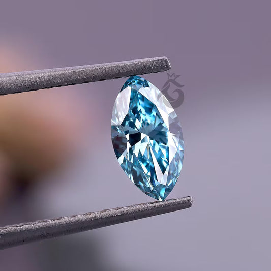 1.51 CT Marquise Fancy Vivid Blue Lab Grown Diamond, IGI Certified VS1, Loose Diamond for Jewelry