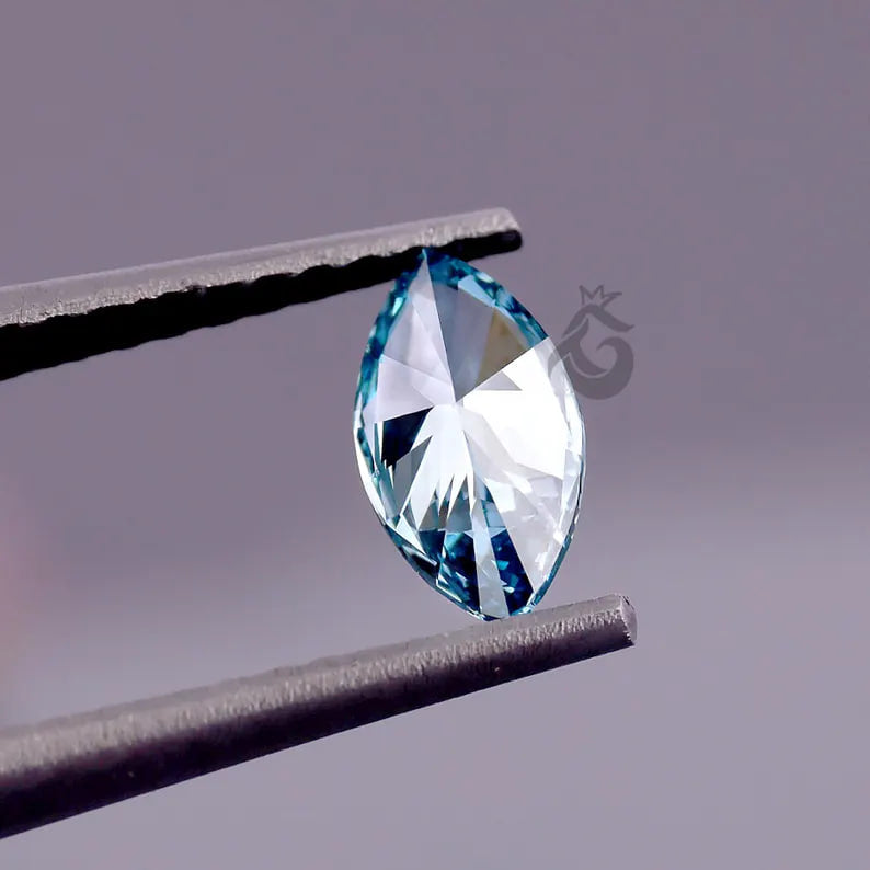 1.51 CT Marquise Fancy Vivid Blue Lab Grown Diamond, IGI Certified VS1, Loose Diamond for Jewelry