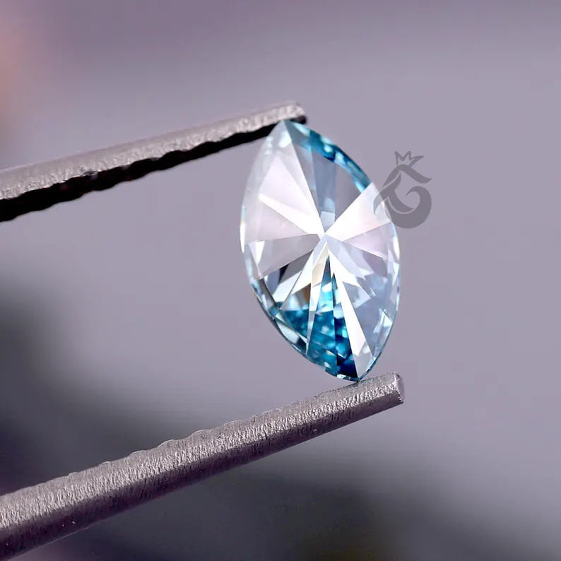 1.51 CT Marquise Fancy Vivid Blue Lab Grown Diamond, IGI Certified VS1, Loose Diamond for Jewelry