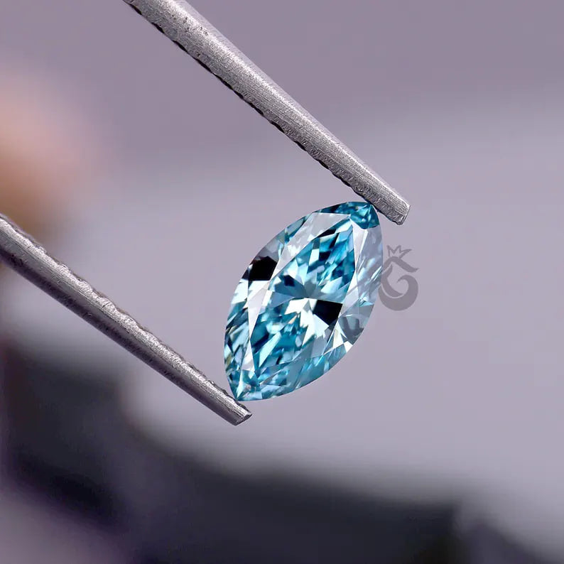 1.51 CT Marquise Fancy Vivid Blue Lab Grown Diamond, IGI Certified VS1, Loose Diamond for Jewelry