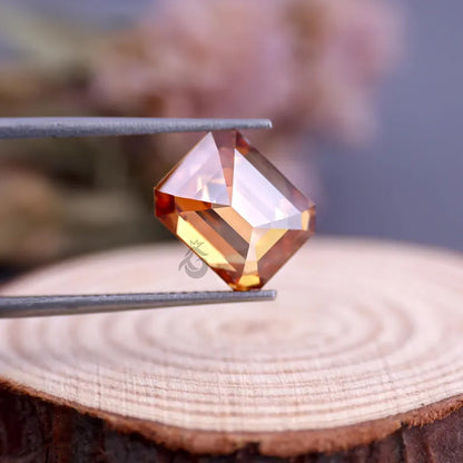 2.00 CT Fancy Orange Emerald Cut Moissanite, Loose Stone for Engagement Ring or Jewelry