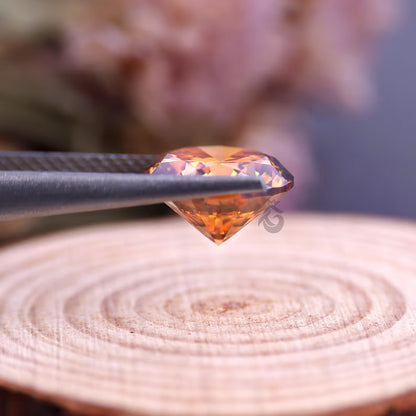 0.50 CT Fancy Deep Orange Round Cut Moissanite, VVS Clarity Loose Stone for Rings & Jewelry