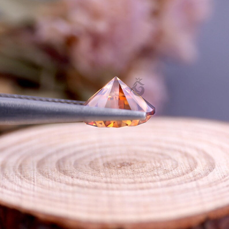 0.50 CT Fancy Deep Orange Round Cut Moissanite, VVS Clarity Loose Stone for Rings & Jewelry