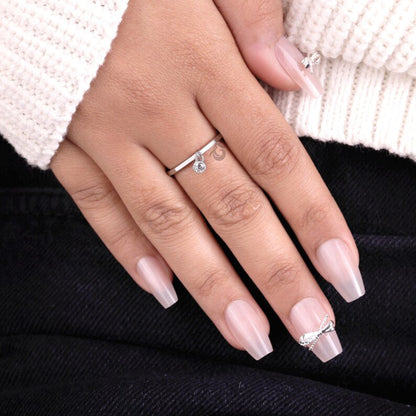 0.10CT Round Moissanite Dangle Solitaire Ring, Bare Set Minimalist Engagement Ring