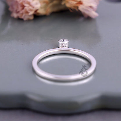 0.10CT Round Moissanite Dangle Solitaire Ring, Bare Set Minimalist Engagement Ring