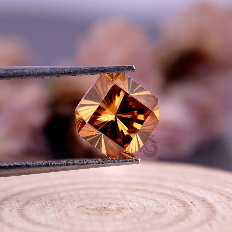 8MM Fantasy Square Brownish Yellow Moissanite, Loose Diamond for Ring, Pendant, Earrings