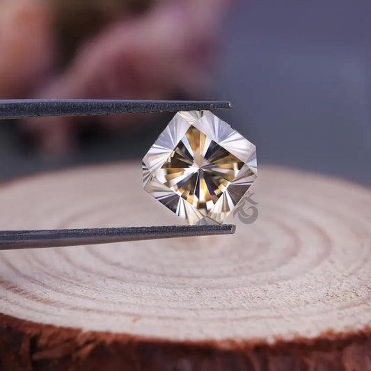 8MM Fantasy Square Light Yellow Moissanite, Loose Diamond for Vintage Ring, Pendant, or Gift