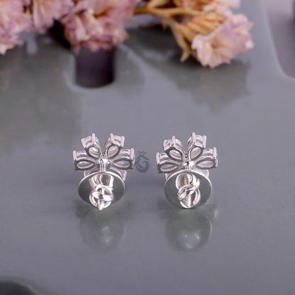 Pear Cut Moissanite Flower Stud Earrings, Screw Back Earrings for Women