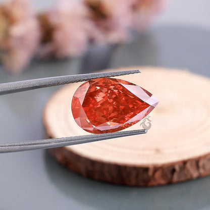 7.40 CT Pear Cut Fancy Vivid Red Lab Grown Diamond, VVS Clarity Loose Diamond for Ring or Gift