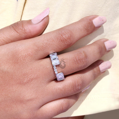 7x5MM Emerald Cut Moissanite Full Eternity Wedding Band, U-Prong Stackable Matching Ring
