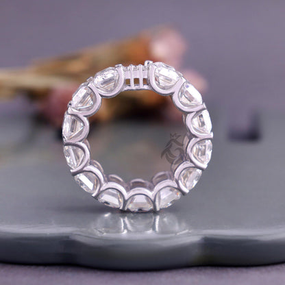 7x5MM Emerald Cut Moissanite Full Eternity Wedding Band, U-Prong Stackable Matching Ring