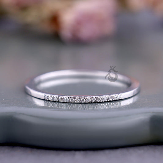 1MM Lab Diamond Eternity Ring, 14K White Gold Stacking Band for Her