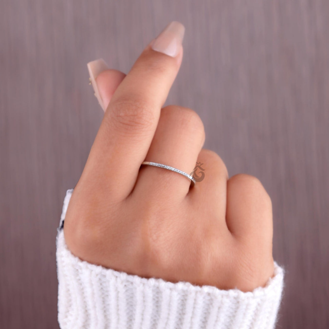1MM Lab Diamond Eternity Ring, 14K White Gold Stacking Band for Her