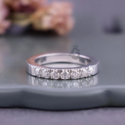 3MM Lab Diamond Eternity Ring, Delicate Half Eternity Band for Women