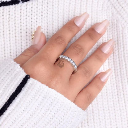 3MM Lab Diamond Eternity Ring, Delicate Half Eternity Band for Women