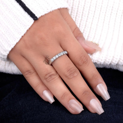 3MM Lab Diamond Eternity Ring, Delicate Half Eternity Band for Women