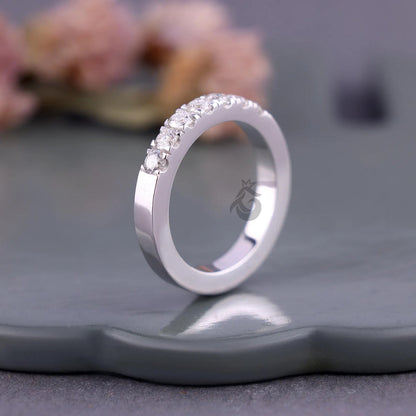 3MM Lab Diamond Eternity Ring, Delicate Half Eternity Band for Women