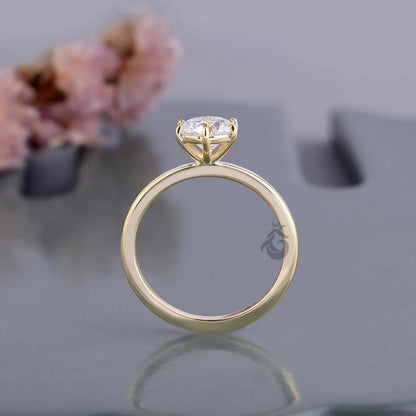 Round Lab Diamond Solitaire Ring, Six Prong Engagement Ring for Women