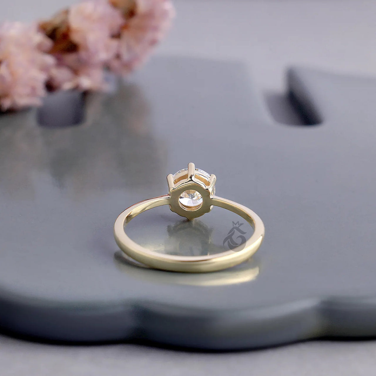 1.00 CT EF-VVS Lab Diamond Solitaire Ring, 14K Yellow Gold Knife Edge Band