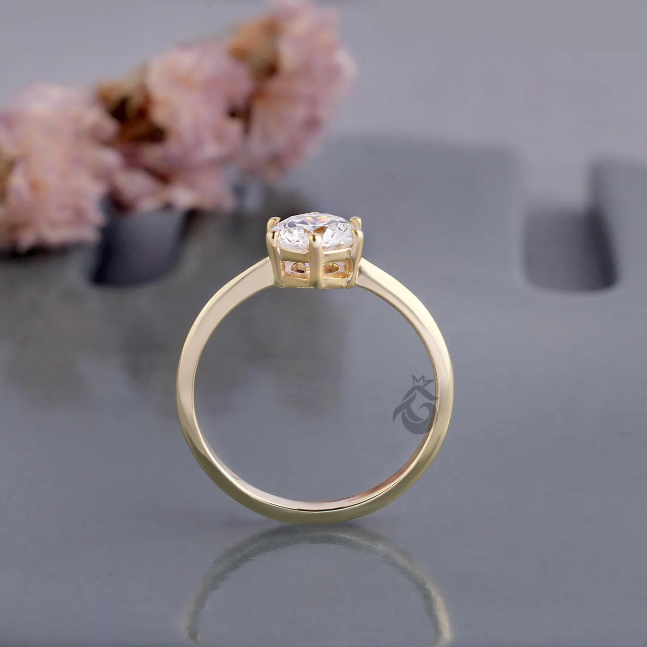 1.00 CT EF-VVS Lab Diamond Solitaire Ring, 14K Yellow Gold Knife Edge Band