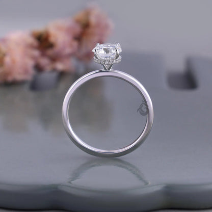 1.00 CT IGI Lab Diamond Ring, Hidden Halo 4 Prong Solitaire Engagement Ring