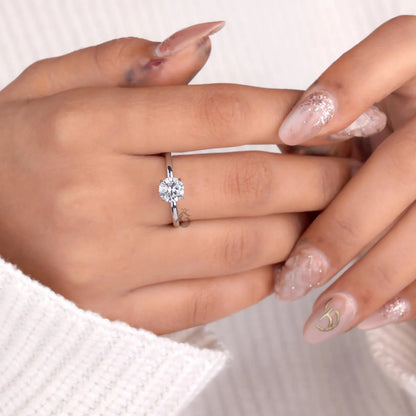 1.00 CT IGI Lab Diamond Ring, Hidden Halo 4 Prong Solitaire Engagement Ring