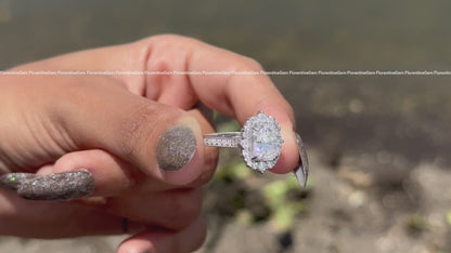 Antique 3.03CT Radiant Cut Moissanite Ring – Vintage Cluster Halo Engagement & Wedding Ring
