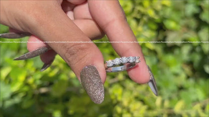 4MM Round Moissanite Five Stone Band, 14K Gold Half Eternity Ring