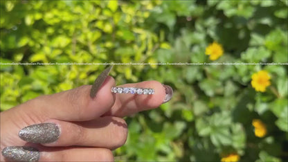 3MM Round Moissanite 3/4 Eternity Bubble Band, Single Prong Matching Band for Women
