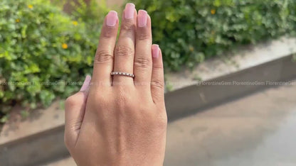 Ruby and Moissanite Full Eternity Band, July Birthstone Stackable Wedding Ring