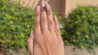 1mm Micro Pave Lab Grown Diamond Eternity Band, 14K White Gold Stacking Ring