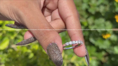2.8MM 7 Stone Moissanite Band, U-Prong Wedding Ring in 10K/14K White Gold
