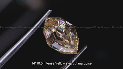 3CT Antique Marquise Fancy Yellow Moissanite – Loose Stone for Custom Engagement Ring