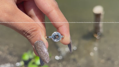 Portuguese Cut Dark Gray Moissanite Ring – Bezel Set Solitaire Engagement & Anniversary Ring