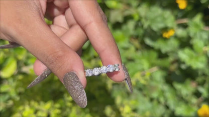 4.80MM Round Moissanite Half Eternity Band, 14K Gold Five Stone Ring for Her