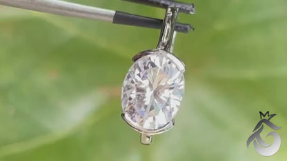 10x8mm Oval Cut Moissanite Engagement Ring in 10K/14K/18K White Gold, Half Bezel Set Solitaire.