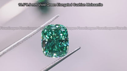 Elongated Cushion Cut Greenish Blue Moissanite Loose Gemstone for Jewelry