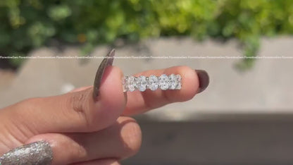 5x4MM Oval Moissanite Half Eternity Band, Stackable Wedding Ring for Her