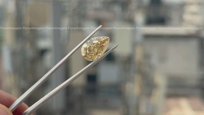 7.93CT Pear Cut Deep Yellow Lab Grown Diamond, Fancy Teardrop Stone for Jewelry