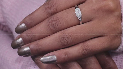 Custom Round Cut Cluster Moissanite Ring – 10K/14K/18K Gold Three-Stone Halo Engagement & Promise Ring