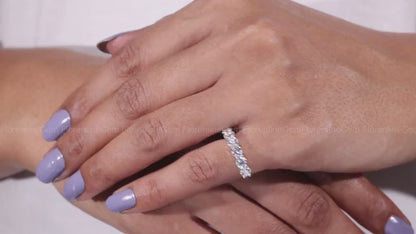 4MM Round Moissanite Half Eternity Wedding Band – 10K White Gold Matching Ring for Her