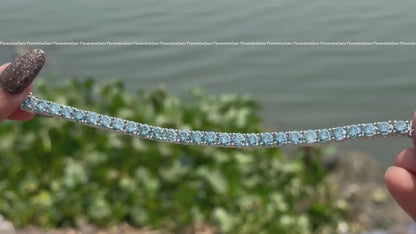 Blue Moissanite Tennis Bracelet – 10K White Gold Bridal Jewelry