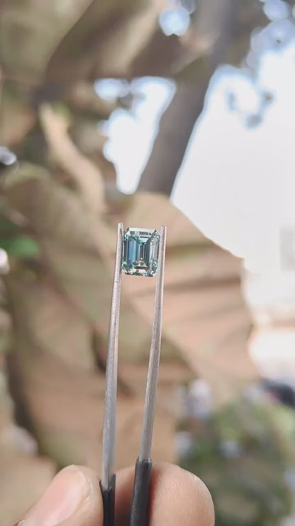 9x7MM Cyan Blue Emerald Cut Moissanite Loose Gemstone for Jewelry