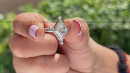 2CT Lozenge Cut Moissanite Engagement Ring – 14K Yellow Gold Kite Shape Solitaire Ring
