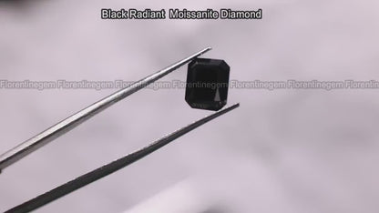 Super Shiny Jet Black Radiant Cut Loose Moissanite for Ring, Earring & Pendant